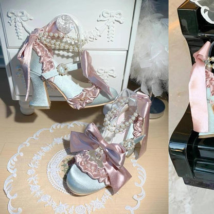 Lolita Ribbon Hymn Bridal High Heels – Elegant Vintage Wedding Lolita Shoes
