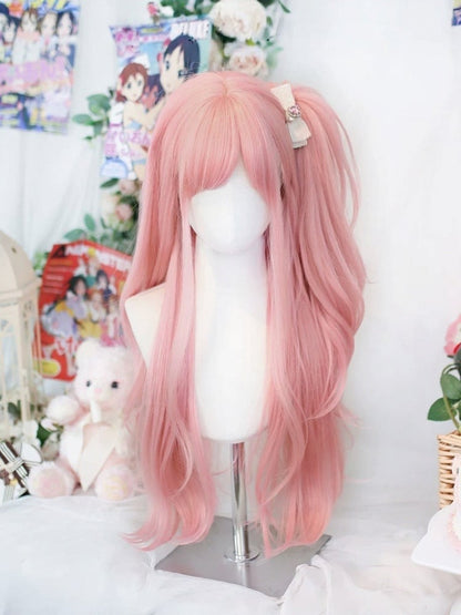 Pink Long Wavy Wig with Side Bangs - Dalao Home