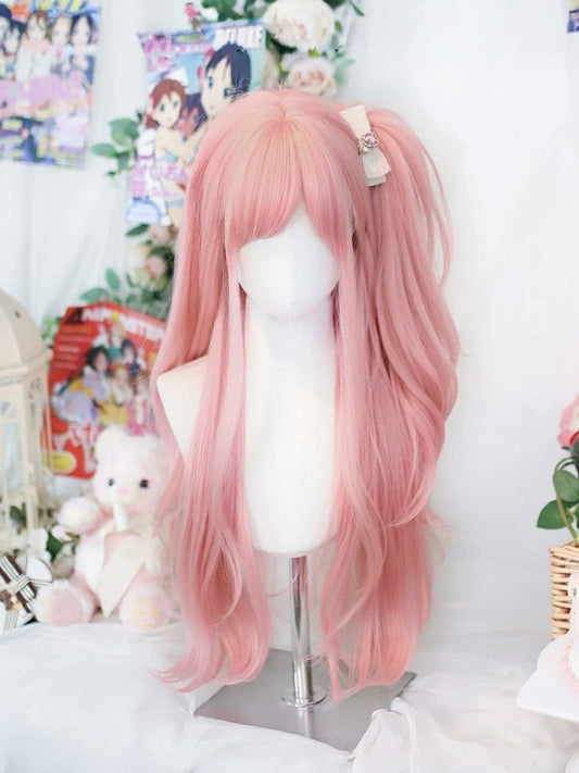 Pink Long Wavy Wig with Side Bangs - Dalao Home