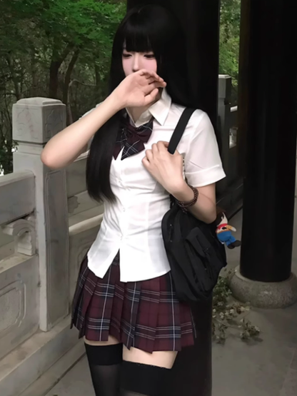 スカート 赤 チェック柄 プリーツ 42CM 柄 JK 制服