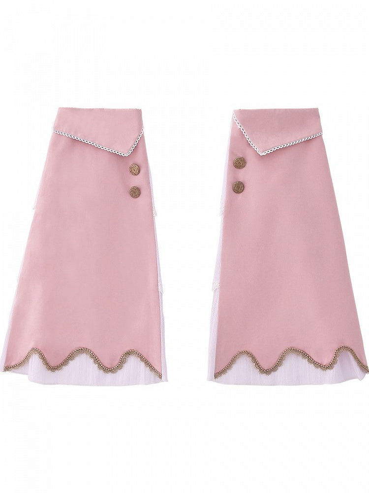 and Dark Warmers Gold-Tone Buttons Trim Leg Lace with Blue/Pink
