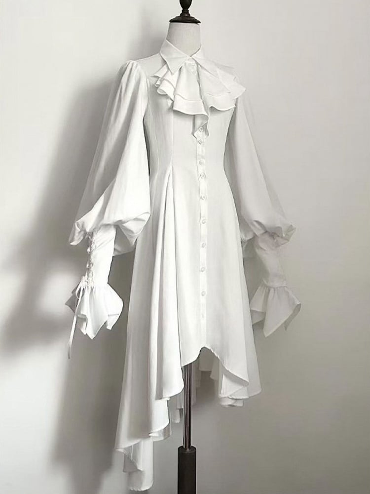 Shirt Foldover Cascading White Long Version Collar Ouji Lolita Extended Jabot