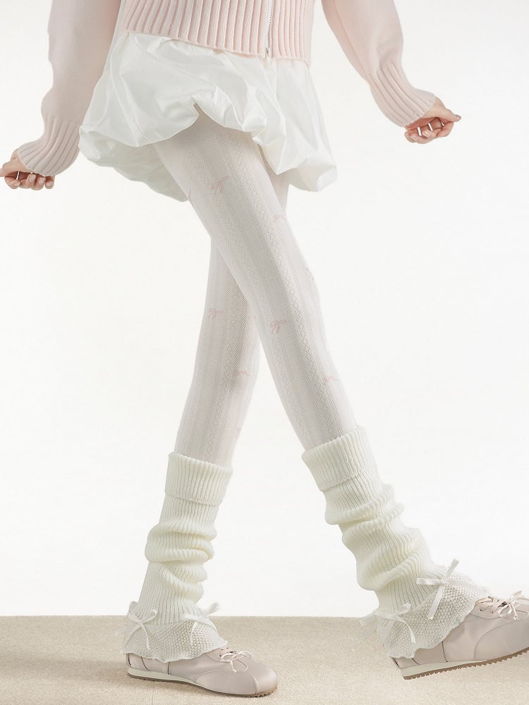 Ribbed Warmers Accents (4 Slouchy Colors) Leg Bow with