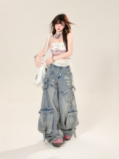 Lace Glamorous Trägerloses Top mit Buchstaben-Print in Apricot