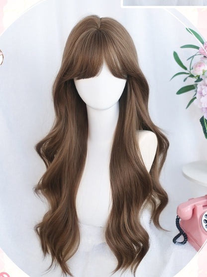 60-70cm Haarperücke gewellt lang braun