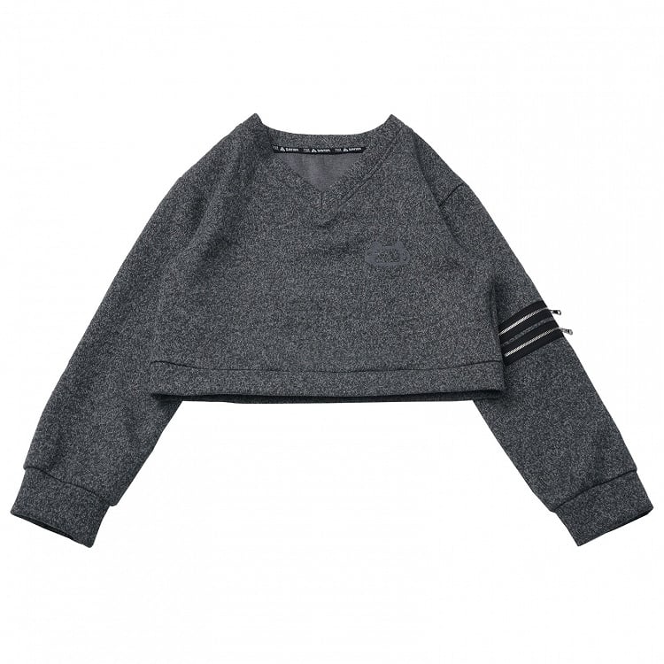with Accents Sweatshirt Zip Gray V-Neckline Dual