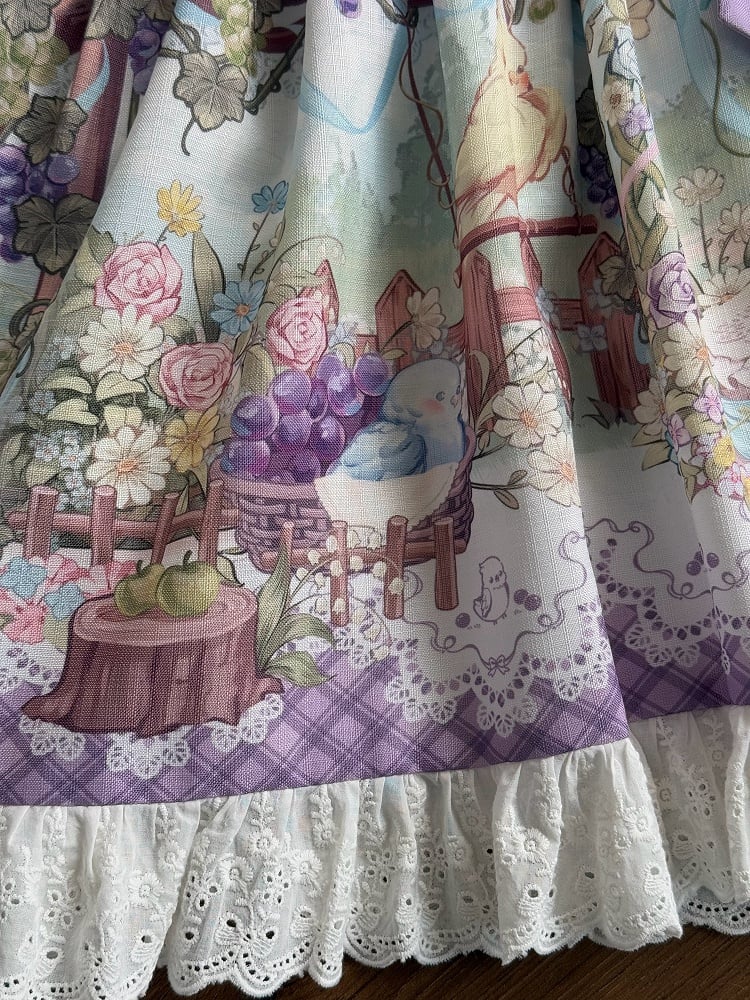 Grapes Overall Parrot Sweet Print Lolita Dress and Cute