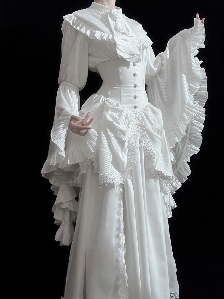 Bust Gothic Waist Under Lolita White Skirt Boned High Aristocrat Corset
