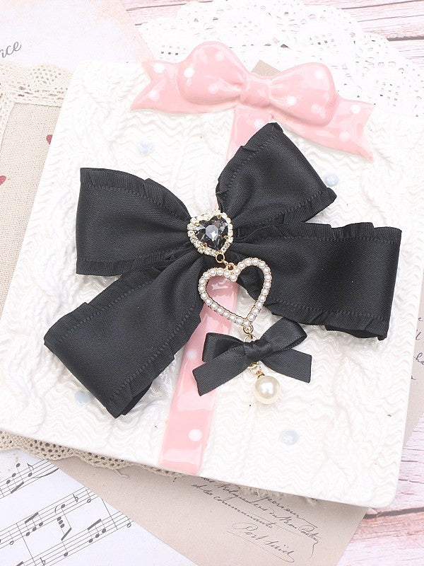 5 Color Charm Bowknot Pearl Options Kei Hairclip Heart Jirai