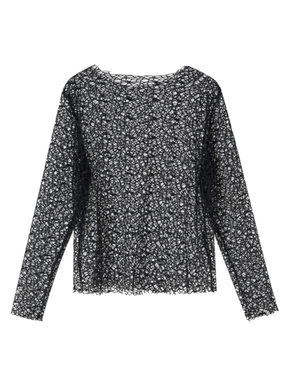 Fischnetz Langarm Top Punk Schwarz Hohl-out