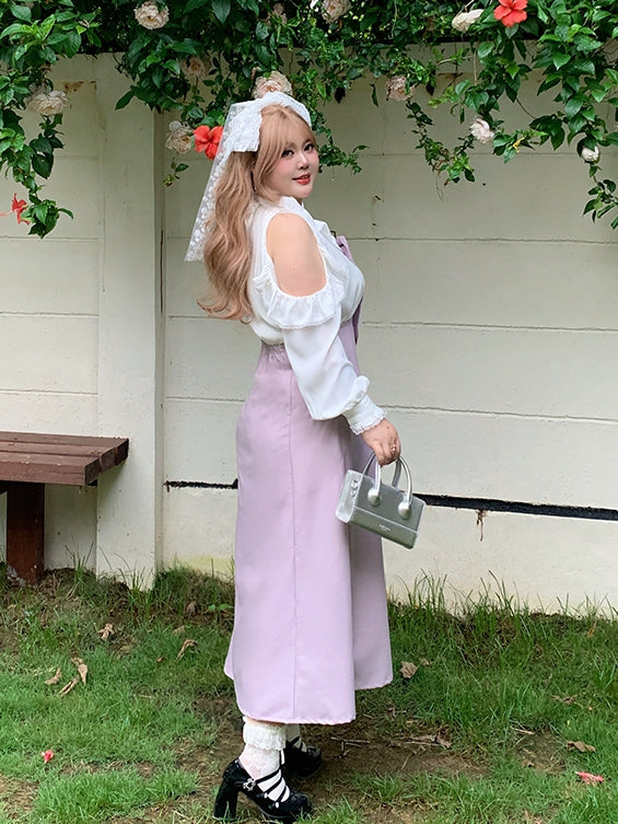 / Bowknot Detachable Shoulder Plus Size Black Waist Dress Cutout with High Pink and