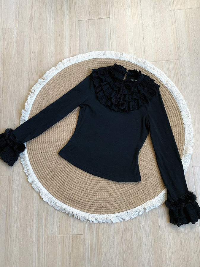 Black Knit for and Soft Top Lolita Autumn/Winter Warm