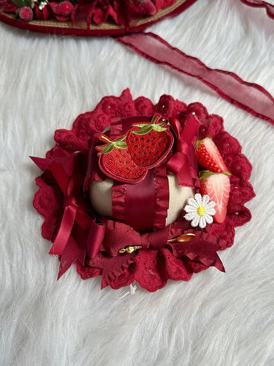 Strawberry Mini Trim Lace Decorations Lolita Hat Red Sweet