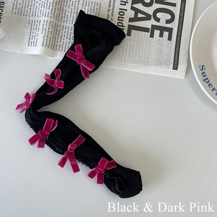 Floral Color Underknee with Options Design Bowknot Pattern 19 Cut-out Stockings