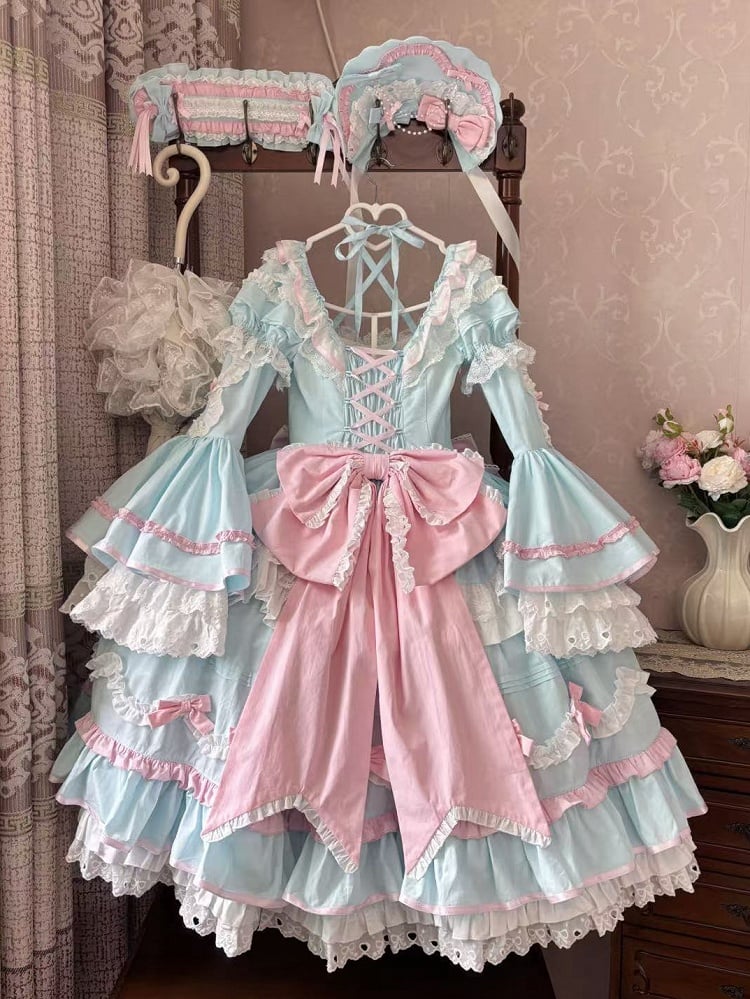 Cotton Dress Gorgeous Lolita Old Blue Available Plus School Sizes Princess