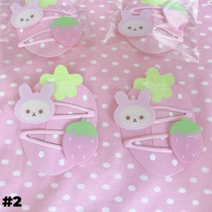 Erdbeerbär/Hasen Haarspangen