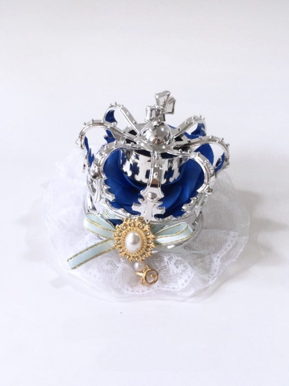 Headpiece 4 with Bead Options Lace White Lolita Bow Accents Crown Color and – Based Silver