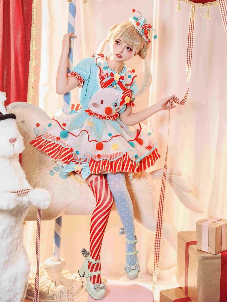 Bluse Puff Sweet und Orange Pompoms Kragen Ärmel Grün