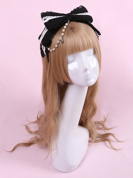 with Chain Beaded KC Wine Red/Black/Pink Bowknot