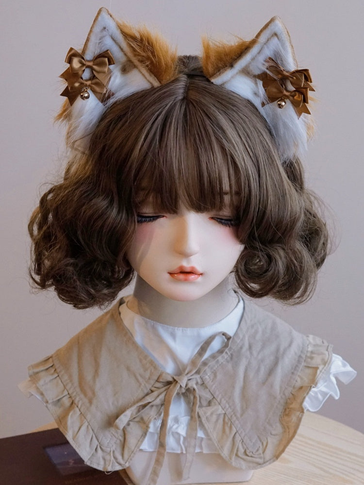 蝶結びチャーム耳ぬいぐるみブラウンディテールベルキャットKC