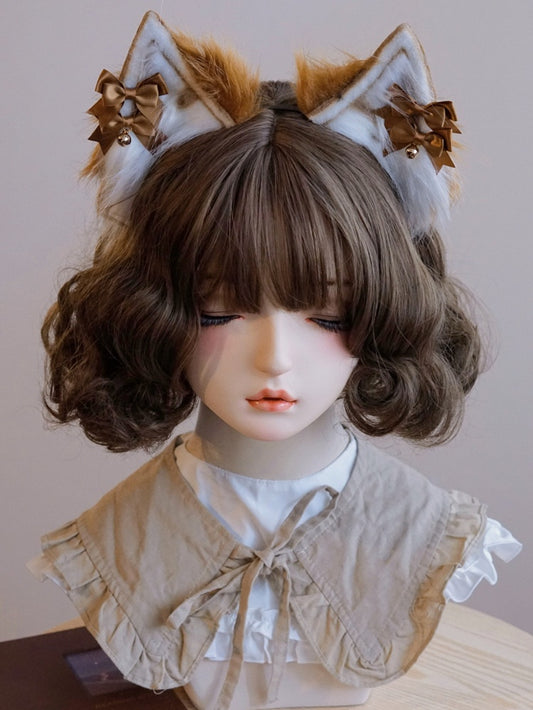 蝶結びチャーム耳ぬいぐるみブラウンディテールベルキャットKC