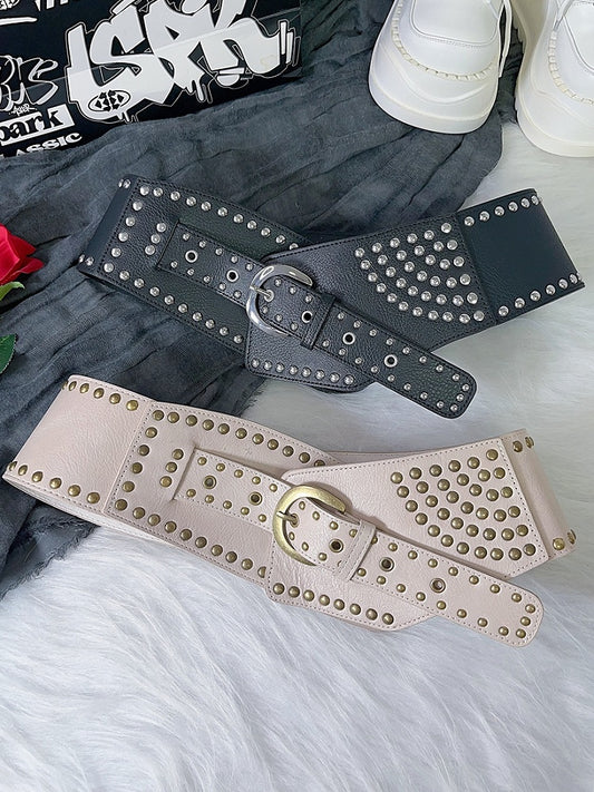Studs Punk Waist Black/Apricot Belt Y2K