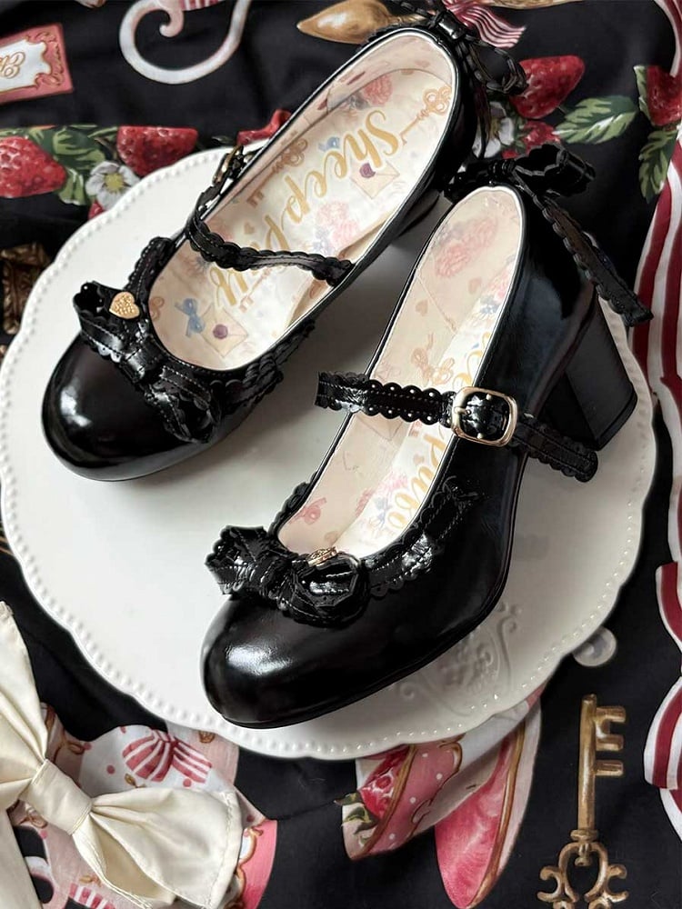 at Black Mary Decorated Janes Bow Heart Top