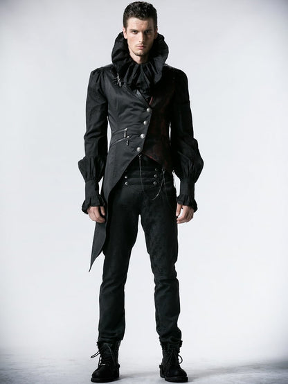 Asymmetrical Gothic Design Black Vest Men's