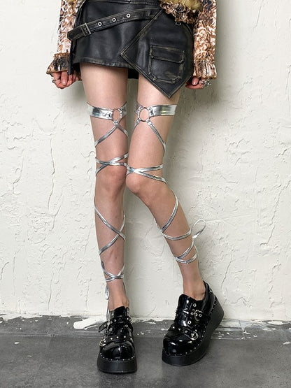 Self-tie Silver Leg Y2K Straps