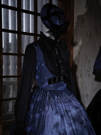 Classic Black Ruffle Lace Long-Sleeve Top - iris de nuit