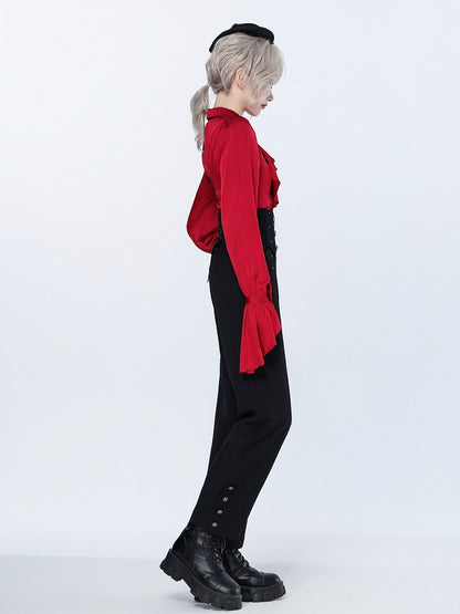 High-Waist Ouji Pants with Boned Corset Belt in Black - DevilInspired Exclusive Collection