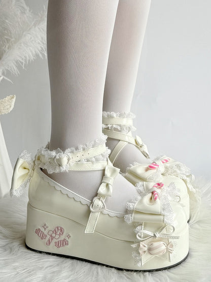 Print Candy Heel - White Lolita Sweet Platforms
