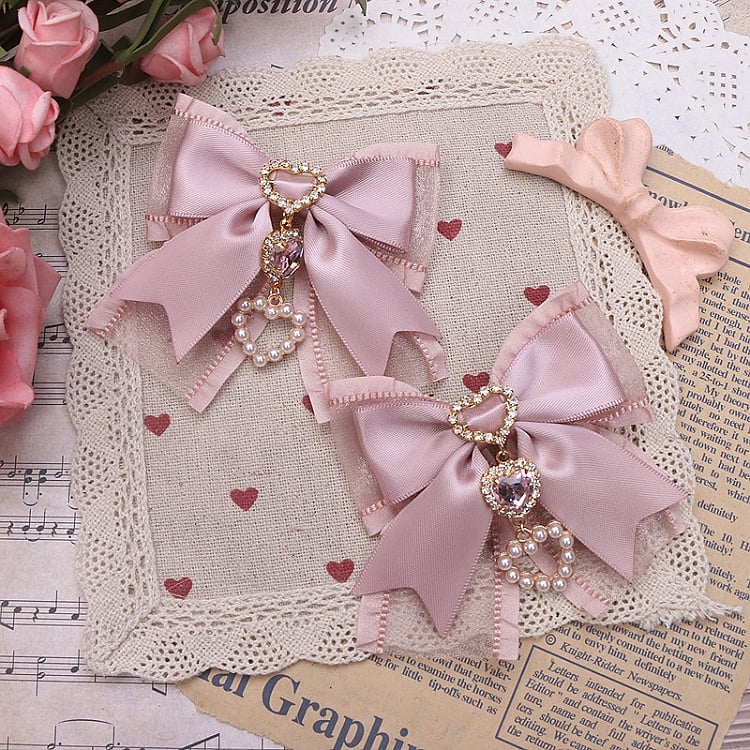 6 Heart Hairclip Options Kei Jirai Color Bowknot Charm