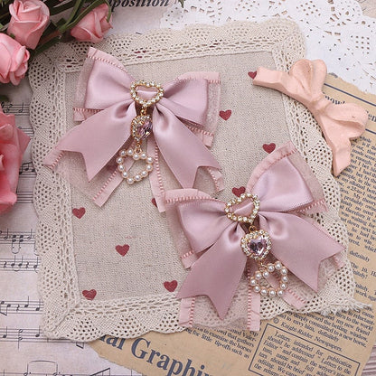 6 Heart Hairclip Options Kei Jirai Color Bowknot Charm