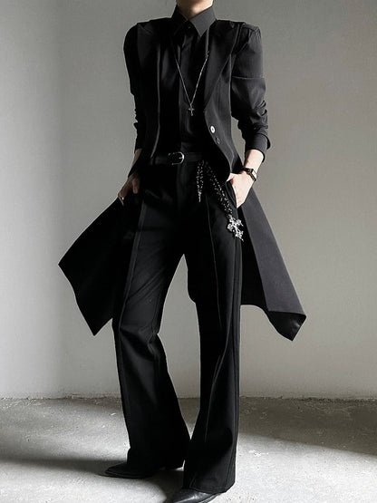 Ouji Lolita Black Tailcoat Vestwith Peaked Lapel&Triangular Back Slit