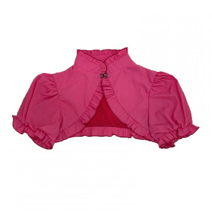 Gothic Rose Pink Top Bolero Ruffled with Lolita Decorative Clasp