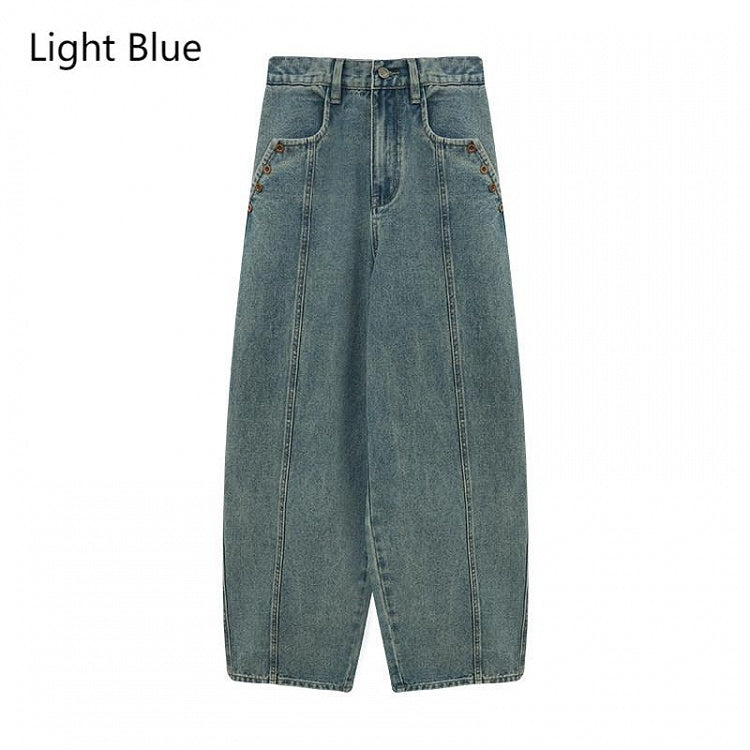 Seam Vintage - Trousers Center Front Denim High-waisted