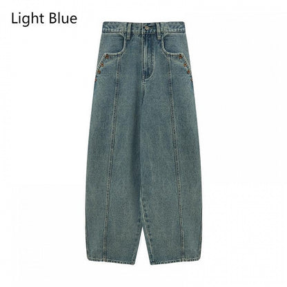 Seam Vintage - Trousers Center Front Denim High-waisted