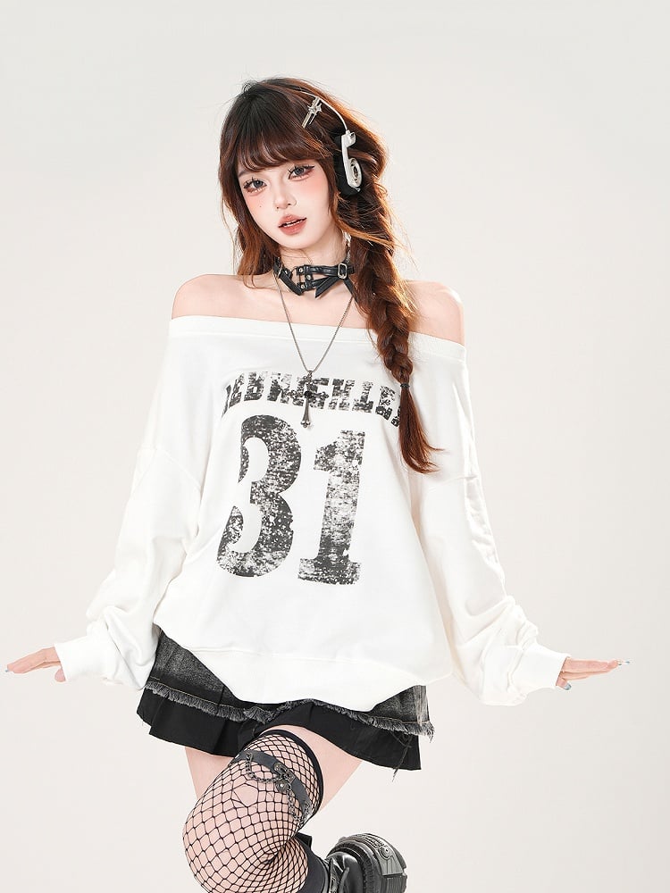 Schwarz/Weiß Off-the-Shoulder