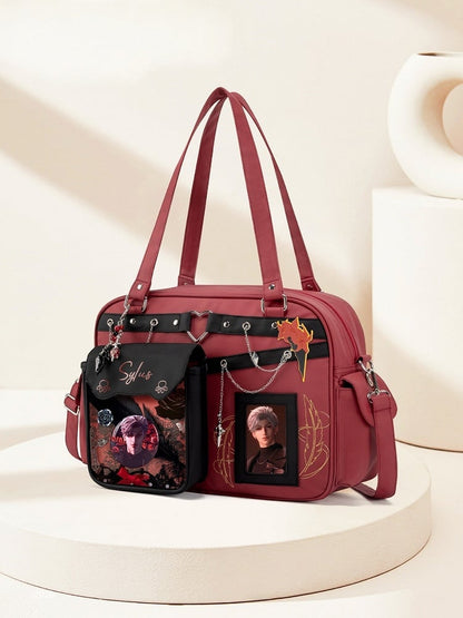 Broderie de sac Ita Rectangulaire Rouge Noir - thejunco