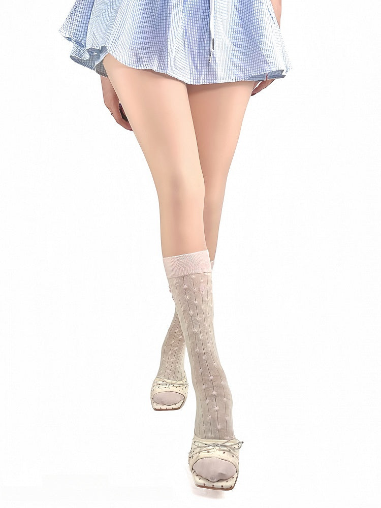 Bowknot Cotton Pattern 4 Socks Decorated Colors Polka-dot