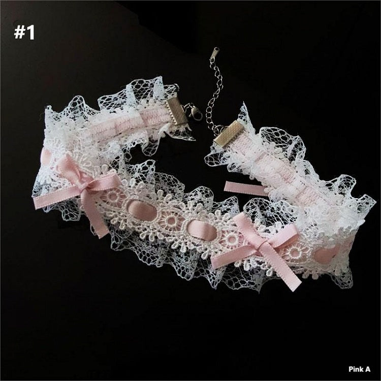 4 Black/Pink Bow Choker Lace Options