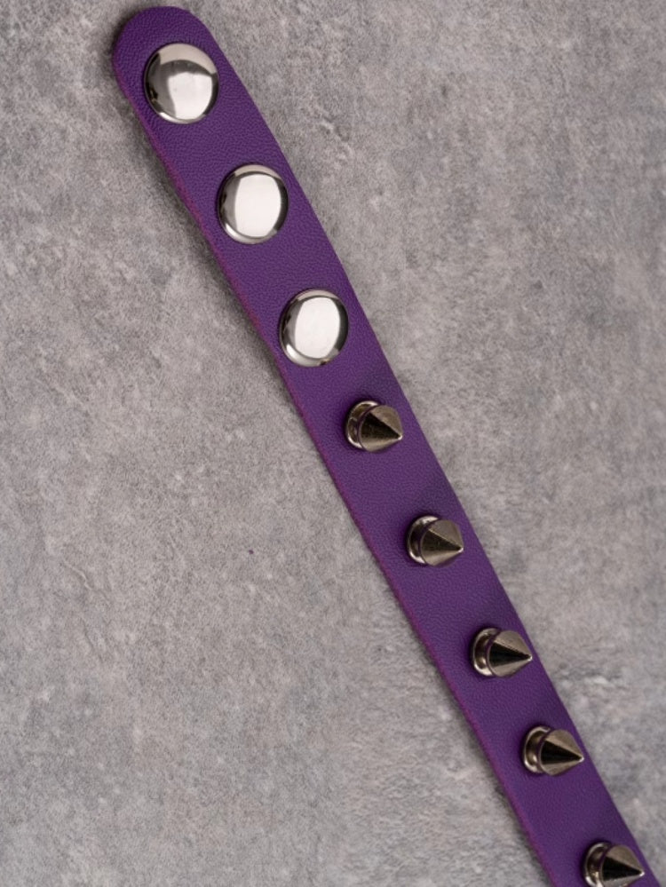 Purple Choker Cross Details Pendant Heart Studs Gothic