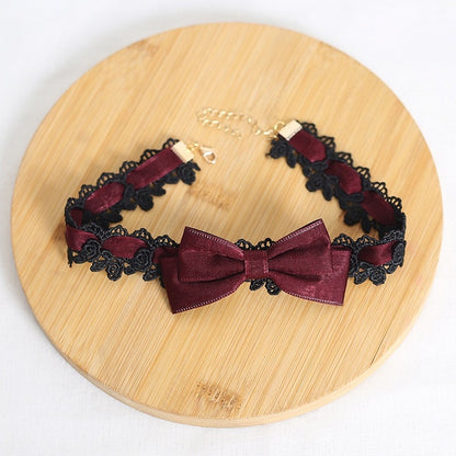 Choker Cute Colors Bowknot Lolita Lace Black 6