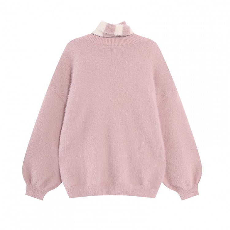 Ghost Sweater Pattern Scarf Striped with Pink/Black/Red Kawaii
