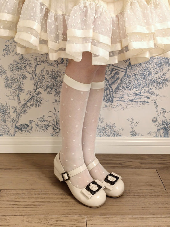 Top Bow Mary PU at Classic Beige - Janes Picture Elegant Lolita Frame Design