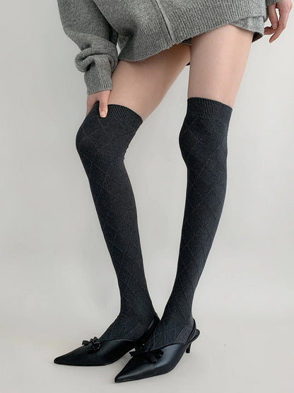 Knit Over-the-Knee Colors) Warm (5 Diamond Stockings