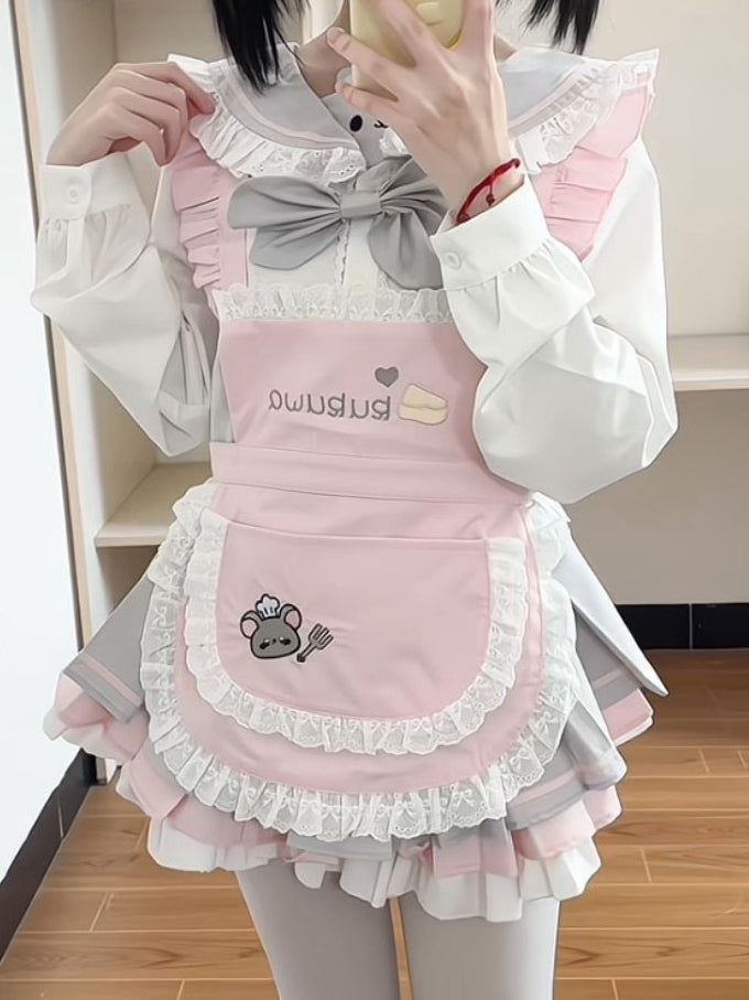 Kawaii Flutter - Apron Sleeve Pink Design