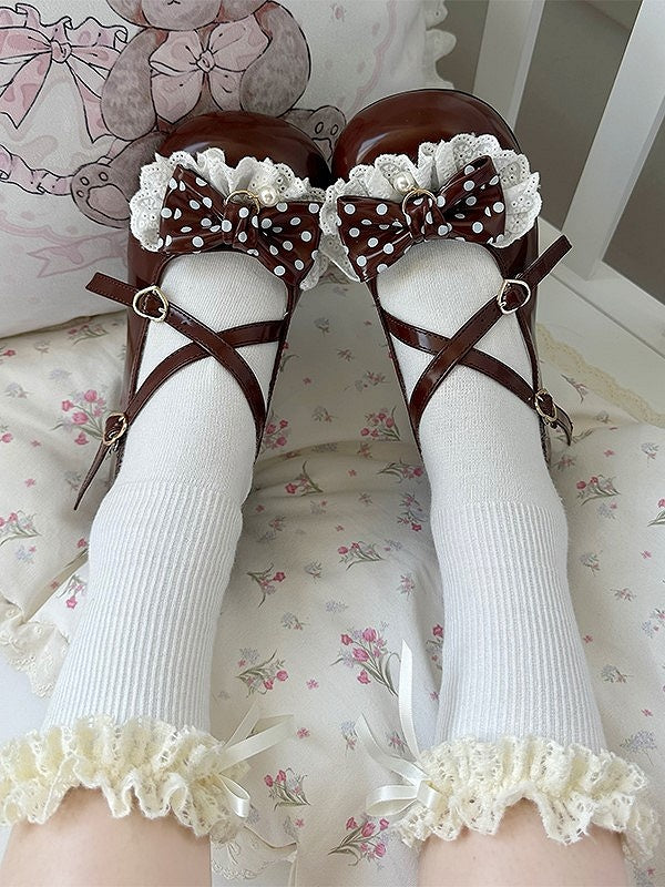 Mary Lolita Heel Sweet with Janes 2.5cm Brown Bow Accents