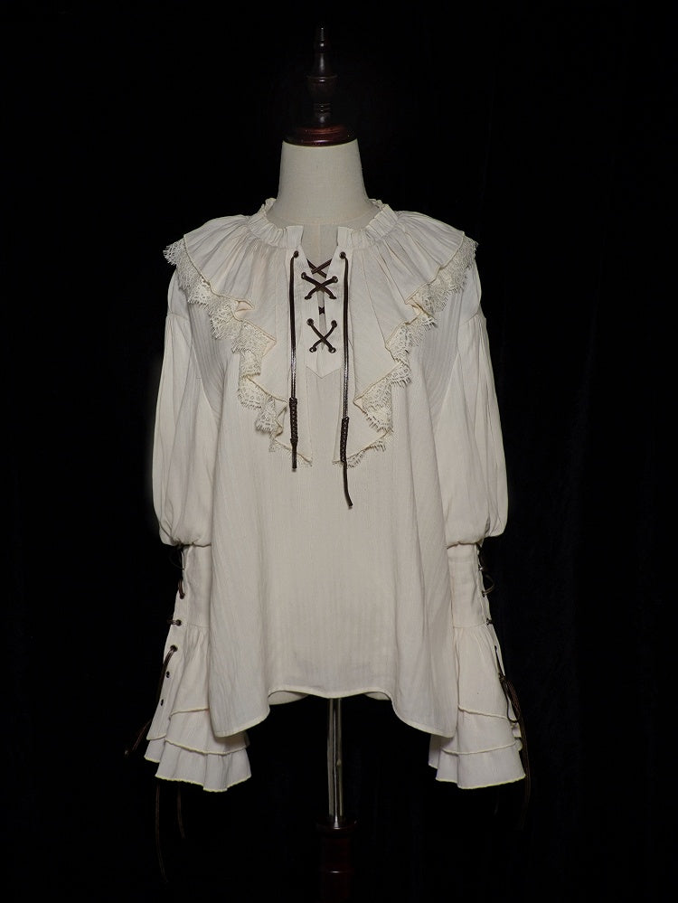 Lolita Long Shirt Ouji Creamy White Pirate Sleeves Vibes